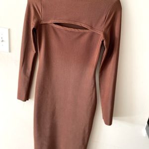 Brown fashion nova midi dress
